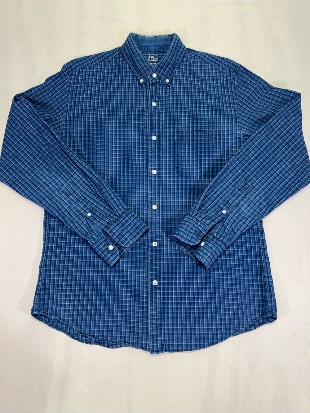 J. Crew Men's Blue Checked Button-Down Shirt
